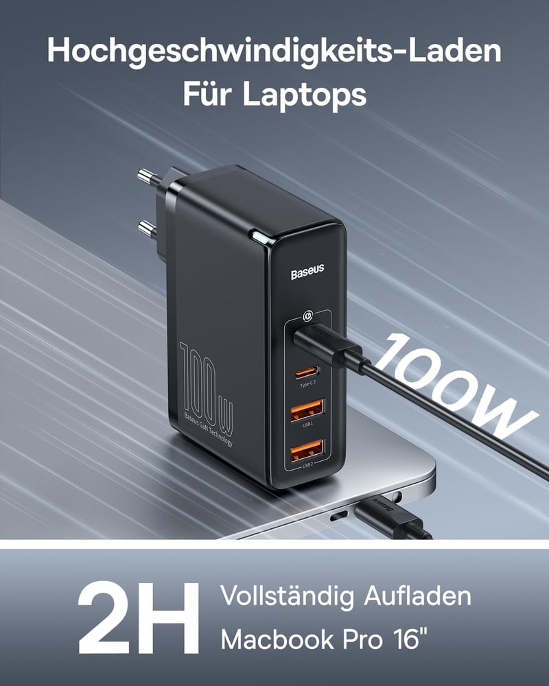 Baseus 100W GaN USB-C gyorstöltő 4 porttal - MacBook, iPhone 15, Samsung S24 Ultra kompatibilis