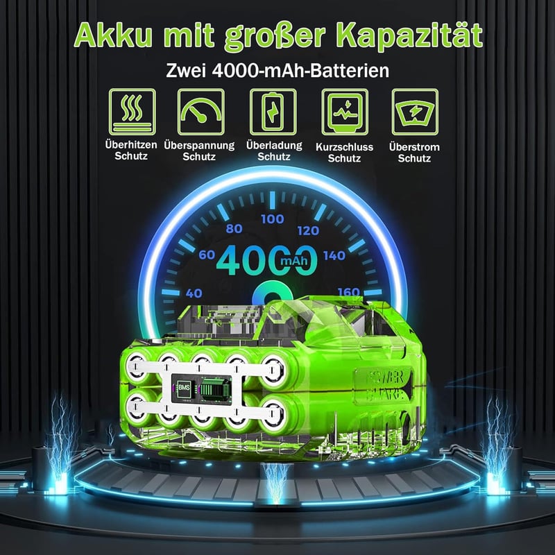 Xbzzgmg Akkumulátoros Fűkasza 21V - 2db 4.0Ah Akkumulátorral, 3 Féle Pengével, Állítható Teleszkópos Rúddal, Kerekekkel - Vezeték Nélküli Sz