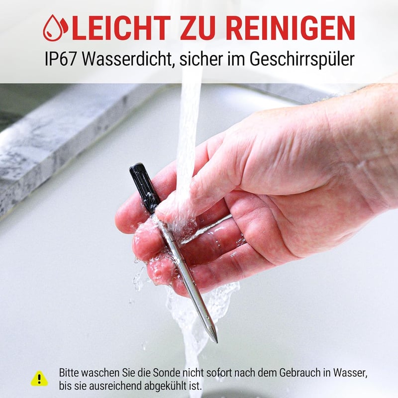 ThermoPro Twin TempSpike Vezeték Nélküli Húshőmérő - 150m Bluetooth Hatótáv, Kettős Szenzor, Töltőállomás Kijelzővel, Mosogatógépben Mosható