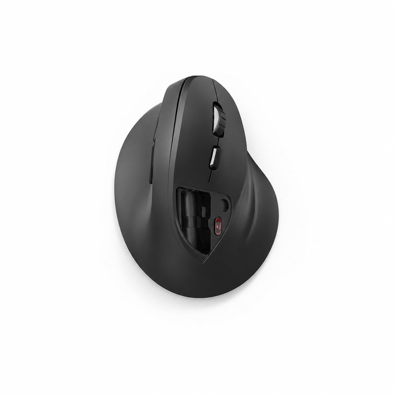 Mouse vertical ergonomic fără fir Hama pentru dreptaci 1800 DPI negru - utilizat — capacul bateriei lipsește (stare: vezi a 2-a imagine)