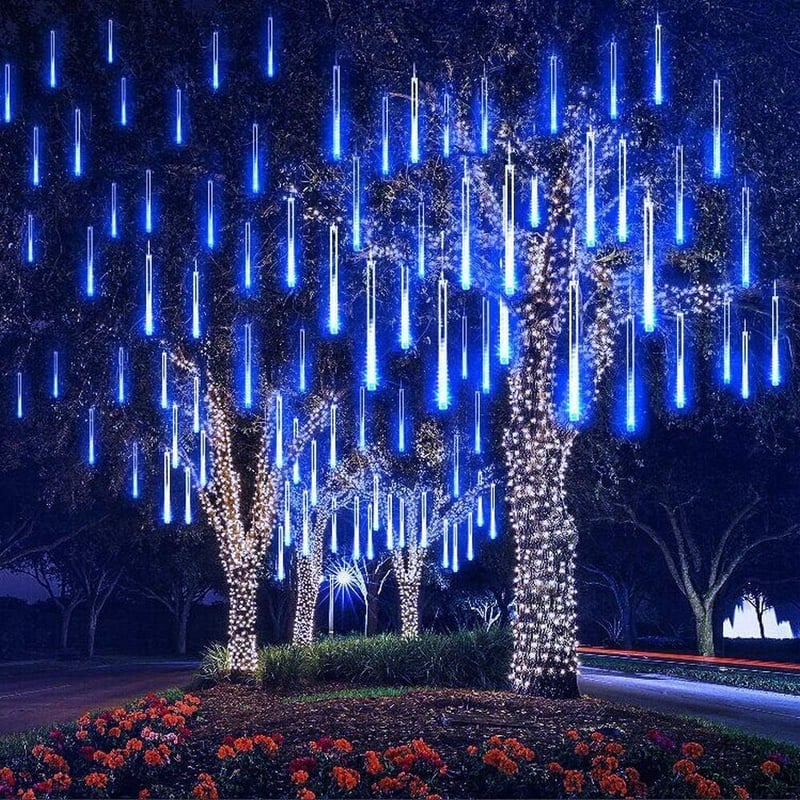 Joomer 240 LED-es Kék Meteoreső Fényfüzér, 30cm, Kültéri Vízálló Karácsonyi Dekoráció