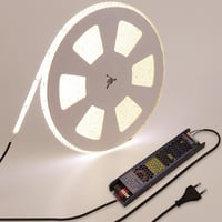 BENLUN 48V LED Szalag 20m - 4000K Természetes Fehér IP65 Vízálló Kültéri-Beltéri LED Csík 150W Öntapadós Vágható Tápegységgel EU Csatlakozóv 1