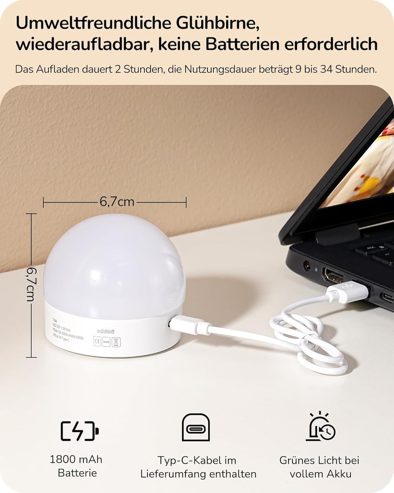 EDISHINE 2 db Akkumulátoros Fali Lámpa - Vezeték Nélküli RGB LED Világítás Távirányítóval, 12 Szín, 2 Dinamikus Mód, USB Tölthető, Fekete