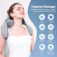 Új 2024 Shiatsu nyak- és vállmasszírozó készülék melegítéssel, 5D forgó masszázzsal - szürke 6