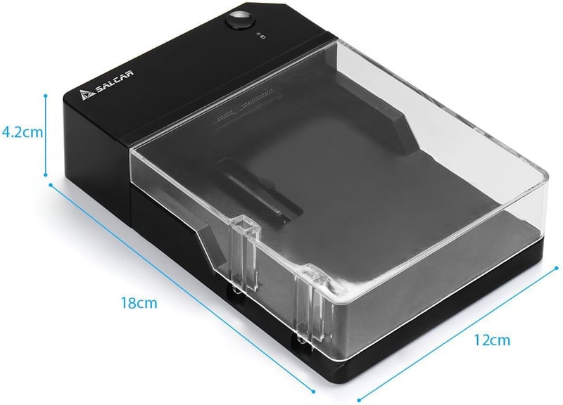 Salcar USB 3.0 külső merevlemez ház 2,5" és 3,5" SATA SSD és HDD-hez, tápegységgel