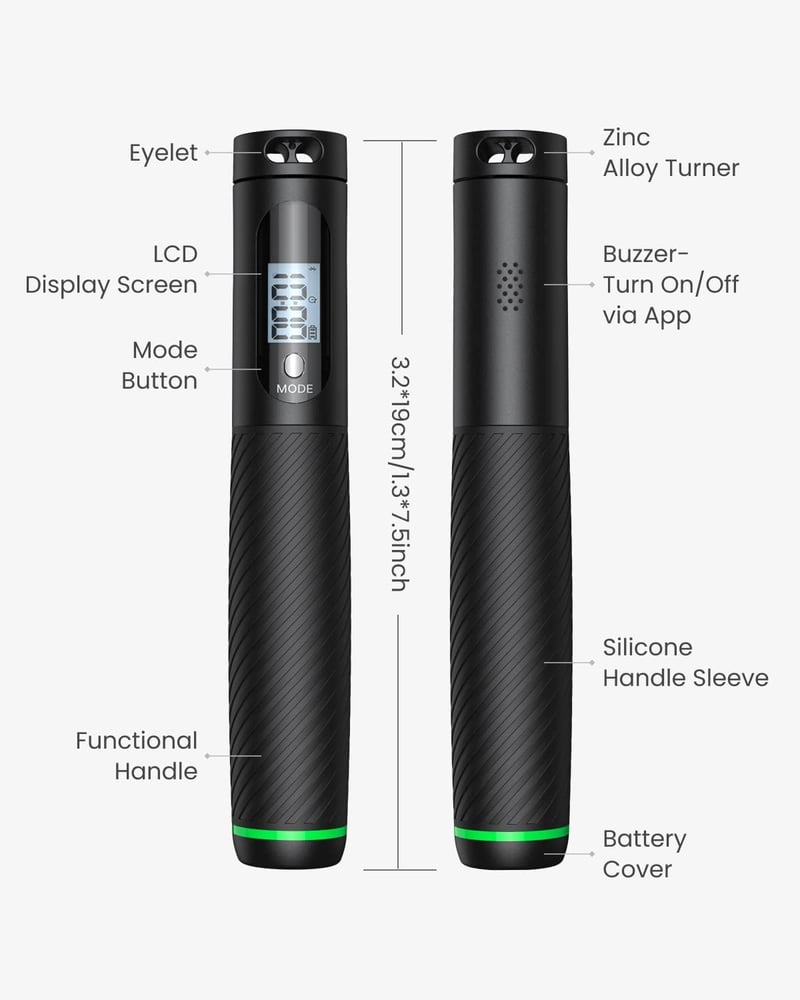 RENPHO Okos Ugrókötél Számláló Funkcióval, Állítható Fitness Kötél App Elemzéssel - Cordless Ball - Black