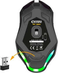 EMPIRE GAMING RF903 Vezeték Nélküli Gaming Egér 2.4GHz Újratölthető RGB LED Háttérvilágítás 4800 DPI PC PS4 PS5 Xbox Fekete 3