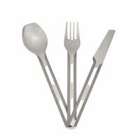 Set tacâmuri din titan Esbit – Set ușor cu cuțit, furculiță și lingură cu husă din silicon — husa din silicon lipsește, pătat (stare: vezi a 2-a imagine) 1