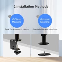 Suptek Monitortartó Kar 13-27" Képernyőkhöz | Asztali Monitorállvány Csipesszel, Dönthető, Forgatható, 80cm-es Oszloppal (MD6821) 6