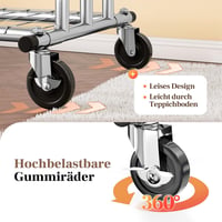 HOKEEPER Gurulós Ruhaállvány 136 kg Teherbírással - Kihúzható Ruhaszárító, Állítható Magasság, Krómozott Acél, Cipőtartóval 4