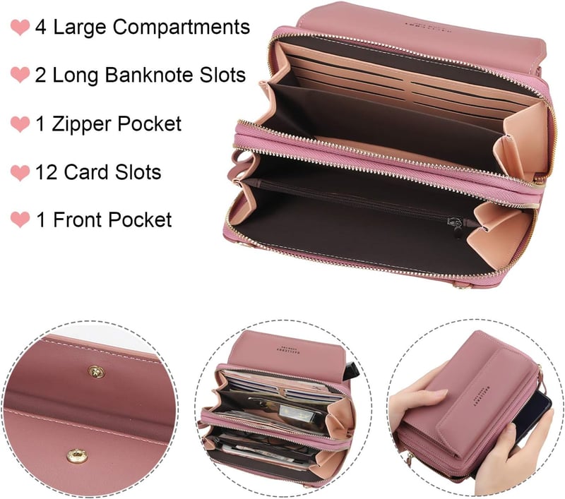 Yixuan női crossbody táska kék PU bőr dupla cipzárral és kártyatartóval