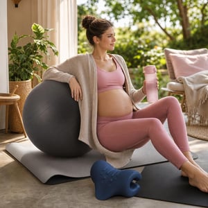 Joga set pre tehotné: 8 mm podložka + fitlopta + vankúš na krk + 750 ml fľaša