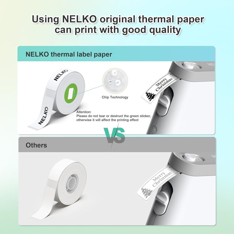 Nelko P21 Bluetooth címkenyomtató - Hordozható, vezeték nélküli, öntapadós etikett készítő iOS/Android-hoz papírt nem tartalmaz