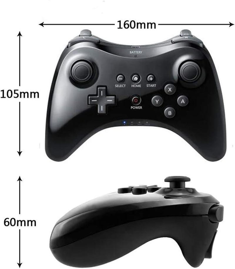 Wii U Pro Kontroller - Fekete Vezeték Nélküli Ergonomikus Gamepad