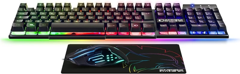 EMPIRE GAMING MK800 3-in-1 Gamer Szett - RGB Billentyűzet 19 Anti-Ghosting Gombbal, Ergonomikus RGB Egér 2400 DPI, Egérpad - PC PS4 PS5 Xbox