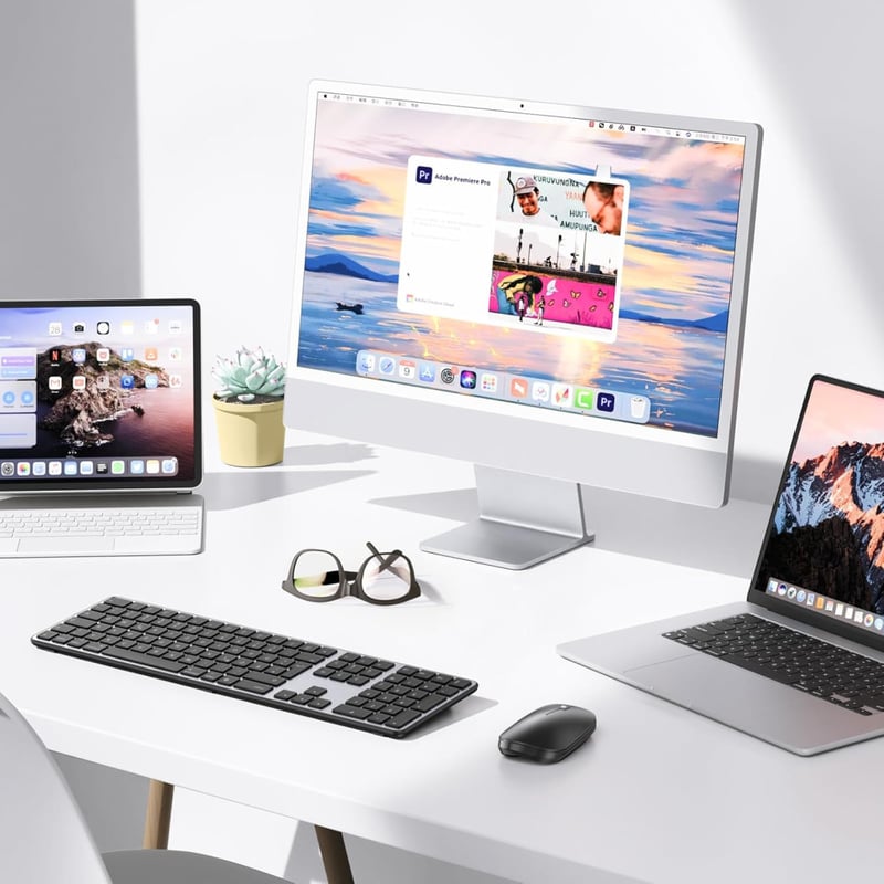 OMOTON Bluetooth Billentyűzet és Egér Mac-hez, Vezeték Nélküli QWERTZ, Szürke - Room grey