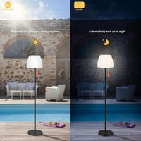 Licmic Napelemes Állólámpa - Kültéri-Beltéri LED Lámpa Fényérzékelővel, Tölthető Akkumulátorral, Szabályozható RGB és Meleg Fehér Fénnyel 3