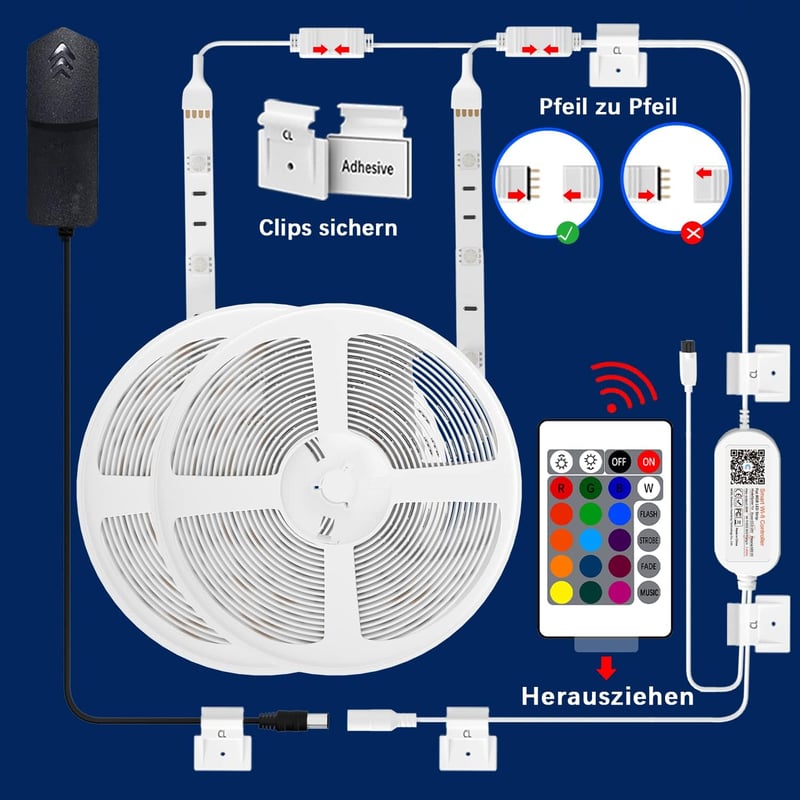 Cozylady 20m WiFi Okos LED Szalag Távirányítóval - RGB Színváltós Fényfüzér Alexa és Google Asszisztens Kompatibilitással, Zenére Szinkroniz