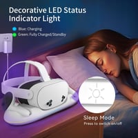 SPEEDY BEE Töltőállomás Meta Quest 3/3S/2 Headsethez - Mágneses VR Állvány RGB Világítással, 2 Újratölthető 2100mAh Akkumulátorral és USB Ki 4