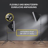 RaLeno Softbox Szett - 50x50cm Fotó Stúdió Világítás, 2db 50W LED Izzóval, 210° Forgatható, 200cm Állvánnyal, Hordtáskával - Fotózáshoz, Vid 3