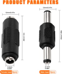 KUOQIY 12 db 5.5 x 2.1 mm DC Csatlakozó Készlet - Apa-Apa és Anya-Anya Adapterek CCTV Kamerákhoz, Autós Monitorokhoz 2