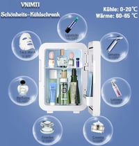 VNIMTI 4 literes hordozható kozmetikai hűtő LED tükörrel, autóba és otthonra - fehér 4
