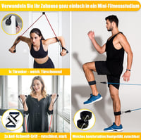 COFOF Ellenállás Gumiszalag Készlet 5 Színben - 150 lbs Erősítő Edzőszalag Szett Fogantyúval, Bokapánttal, Ajtórögzítővel - Pilates, Erőnlét 5