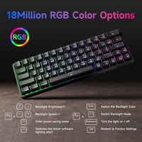 Dierya DK63 Vezeték Nélküli Mechanikus Gamer Billentyűzet, 60% Kompakt, RGB Háttérvilágítás, Bluetooth/2.4G/USB-C, Lineáris Piros Kapcsoló 5