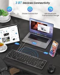 MoKo összecsukható Bluetooth billentyűzet érintőpaddal, számgombokkal - többeszközös, újratölthető 3