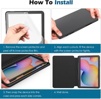 Samsung Galaxy Tab S6 Lite védőtok - MoKo 9H edzett üveg, állvány, stifttartó (fekete) 6