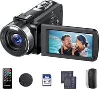 CAMWORLD 4K Videókamera 42MP Felbontással - Vloggoláshoz, YouTube-hoz, 18X Digitális Zoom, 3" Forgatható Kijelző, 2 Akkumulátor, 32GB Kártya 1