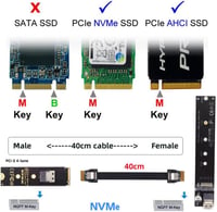 Xiwai NVME M.2 SSD hosszabbító kábel 40cm, SFF-8654 csatlakozóval 6