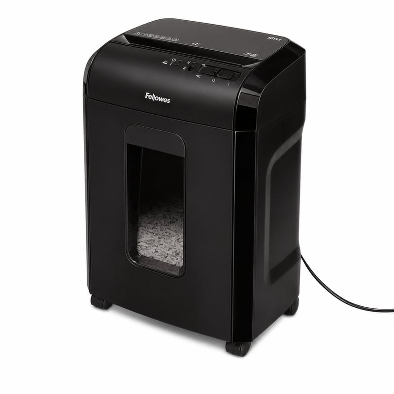 Fellowes Powershred 10M uništavač dokumenata s mikro-rezom, sigurnosna razina P5, 10 listova, 19L — papir zaglavljen između noževa (stanje: vidi 2. sliku)