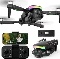 FAKJANK F417 Drón 1080P HD Kamerával, 90° Állítható, WiFi FPV, Kétlencsés, Kefe Nélküli Motor, RGB LED, Kezdőknek, Hordtáskával 1
