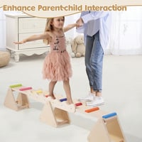 Siairo 2 az 1-ben Fa Egyensúlyozó palincs és Hintázó Deszka Gyerekeknek - Montessori Egyensúlyfejlesztő Játék Beltéri és Kültéri Használatra 3