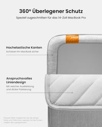 tomtoc 360 Védő Laptop Tok 14" MacBook Pro M2/M1 Pro/Max és 13" MacBook Air M2 Készülékekhez, Vízálló Kemény Borítással és Kiegészítő Zsebbe 4