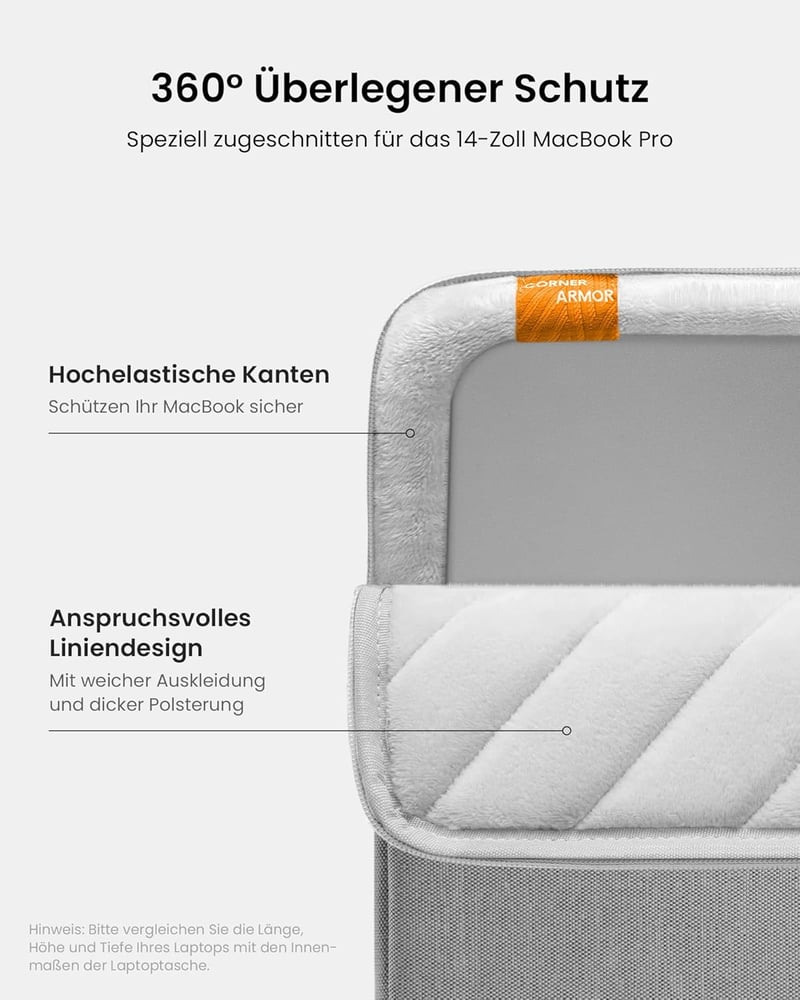 tomtoc 360 Védő Laptop Tok 14" MacBook Pro M2/M1 Pro/Max és 13" MacBook Air M2 Készülékekhez, Vízálló Kemény Borítással és Kiegészítő Zsebbe