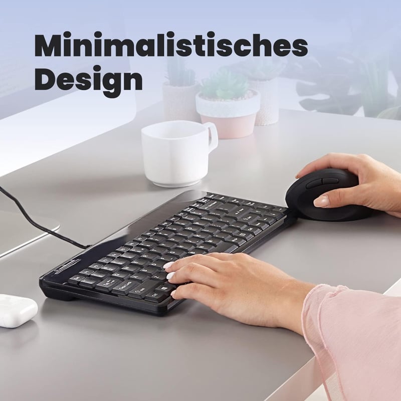 Perixx PERIBOARD-409 U Mini USB billentyűzet - Kompakt német QWERTZ - Vezetékes, zongoralakk