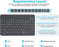 Emetok Német QWERTZ Bluetooth Billentyűzet iPad/iPhone/Android Készülékekhez, Nagyobb Billentyűkkel, Újratölthető, Ultravékony, Fekete 4