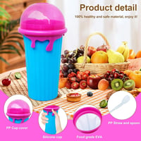 Shengruili Jégkása Készítő Pohár Szett - 2db 500ml Szilikon Nyomható Pohár Smoothie Készítéshez, Újrahasználható Jégkása Maker Szívószállal  5