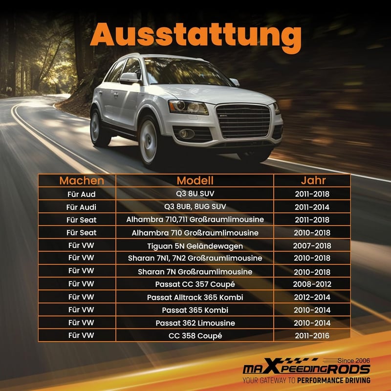 maXpeedingrods Hátsó Féknyereg Szett VW Passat 3C B6 CC, Tiguan 5N, Sharan 7N és Audi Q3 Modellekhez - Bal 5N0615403 Jobb 5N0615404