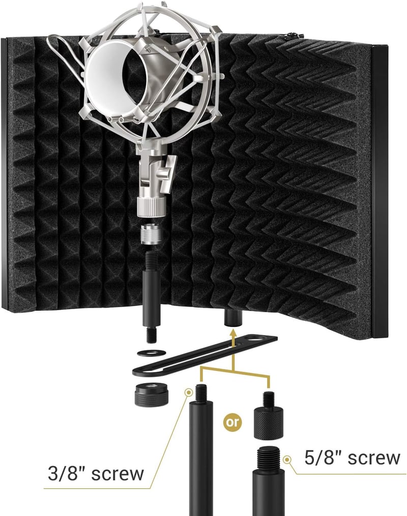 TONOR Mikrofon Pop Filter Hangszigetelő Panellel - Állítható Hangrögzítő Szélvédő