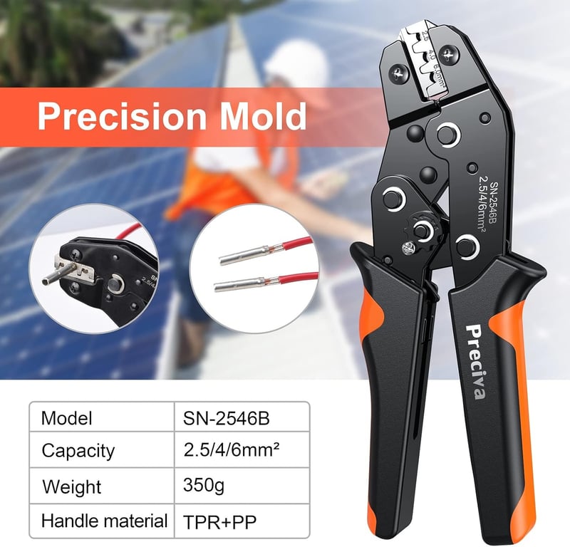 Preciva Napelem Krimpelő Fogó 2.5/4.0/6.0mm² PV Kábelekhez
