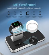 Apple iWatch vezeték nélküli töltő MFi adapter - Kompatibilis iPhone, AirPods és iWatch modellek széles körével 6
