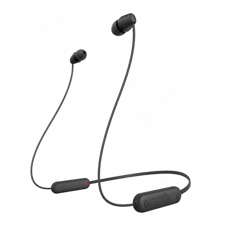 Bluetooth slúchadlá Sony WI-C100 so vstavaným mikrofónom, čierne — chybné, čiastočne funkčné: obe strany sú tiché (stav: pozri 2. obrázok)