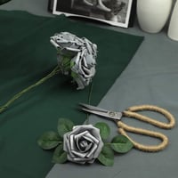 N&T NIETING Habrózsák Ezüst Színben - 25 db Száras Művirág Esküvői Csokrokhoz, Dekorációhoz, Partikhoz, 23 cm Magas 8