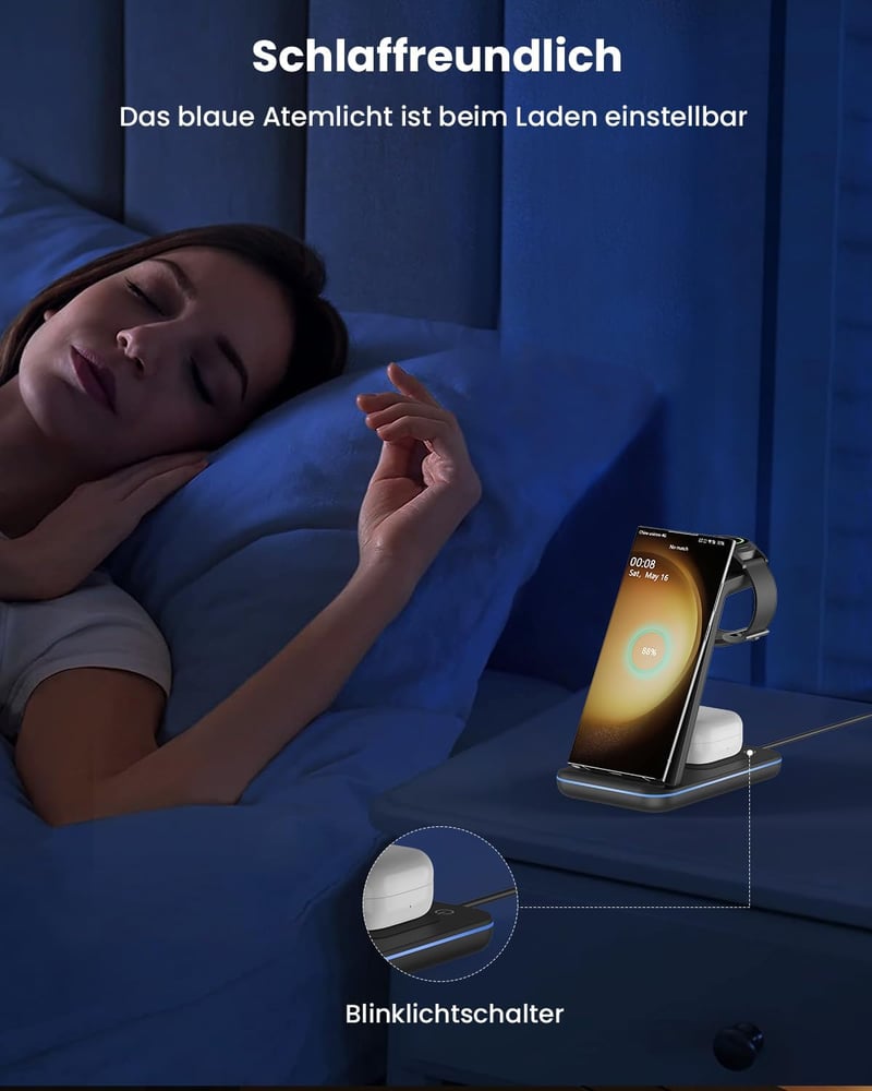 Samsung 3 az 1-ben vezeték nélküli töltőállomás Galaxy telefonokhoz, órákhoz és fülhallgatókhoz
