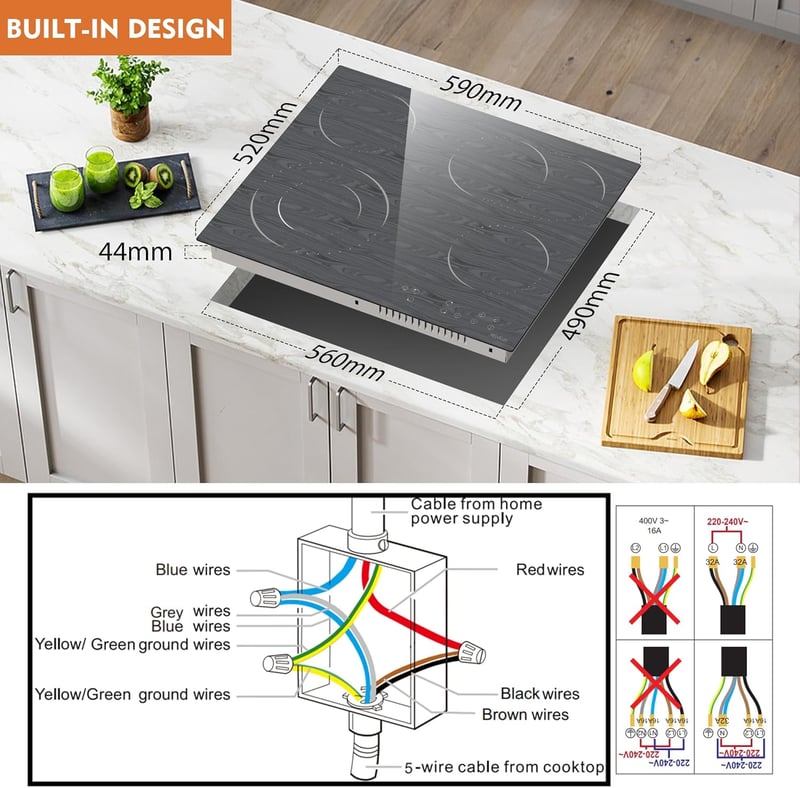 Hobsir hob LH06 üvegkerámia főzőlap 4 zónás 60cm érintésvezérlés 6600W