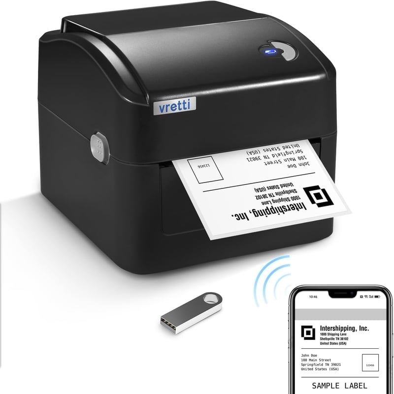 vretti WiFi 5G Címke Nyomtató 4x6 Hőnyomtató Szállítási Címkékhez Amazon Shopify Etsy eBay UPS DHL FedEx Kompatibilis