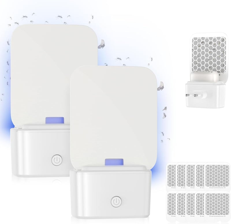 Tiptop Home Elektromos Rovarcsapda - 2 db UV Fénycsapda Ragadós Lappal, Szúnyog, Muslica és Molyirtó, Szagtalan, Beltéri Használatra, Fehér